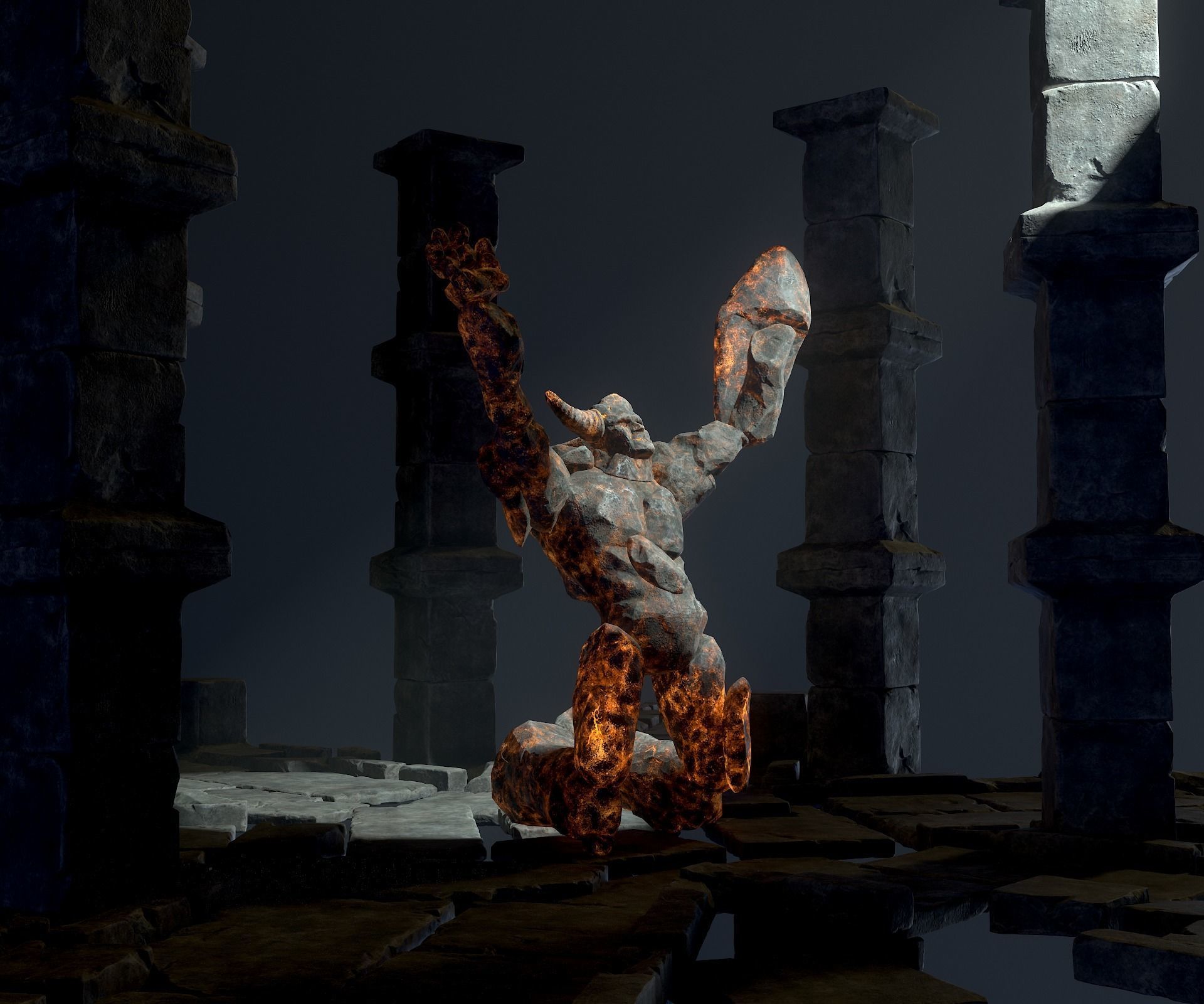 Elemental Golems Low-poly 3D model_2