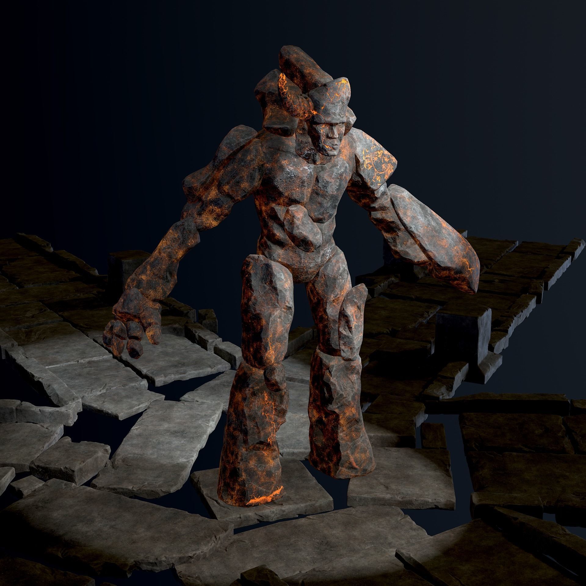 Elemental Golems Low-poly 3D model_37
