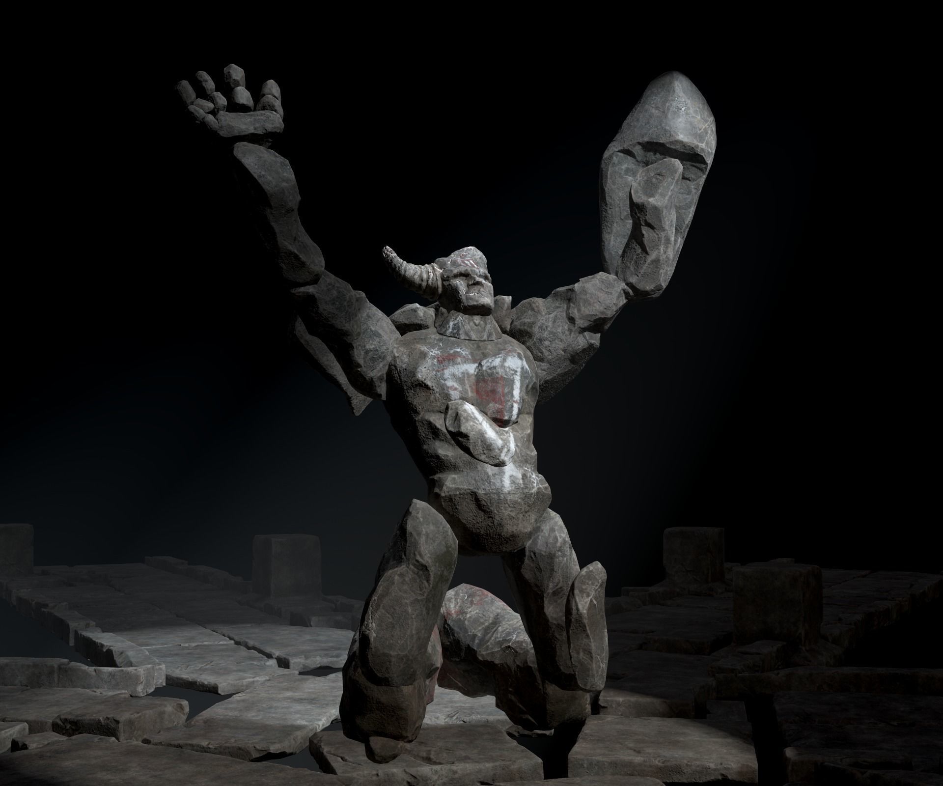 Elemental Golems Low-poly 3D model_16