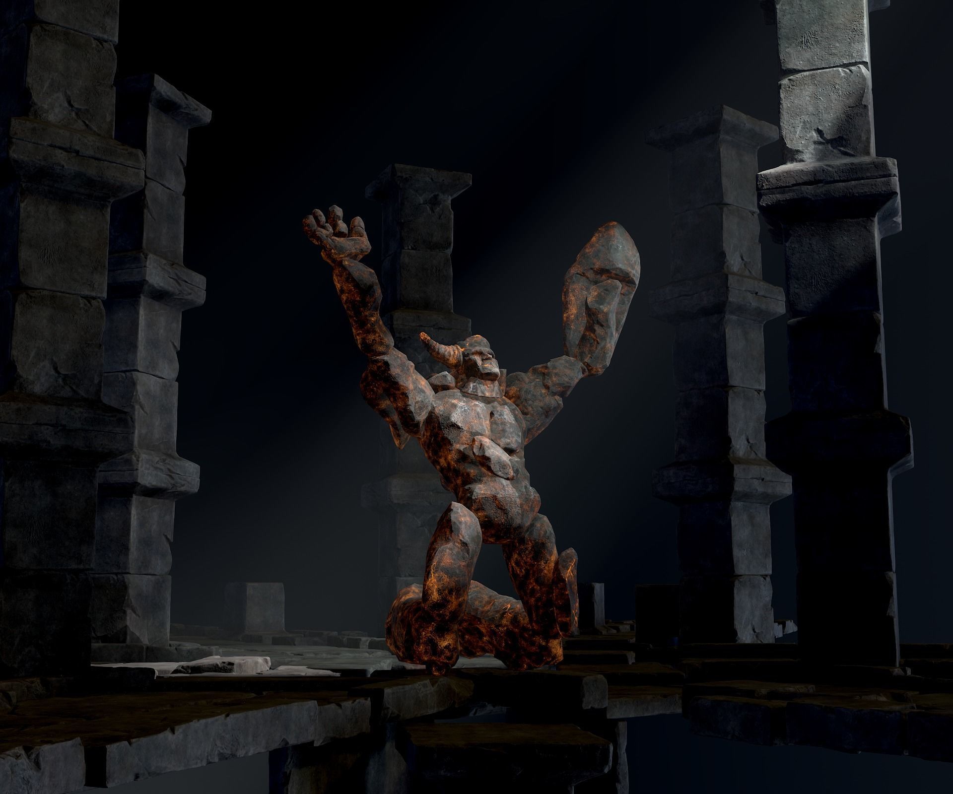 Elemental Golems Low-poly 3D model_12