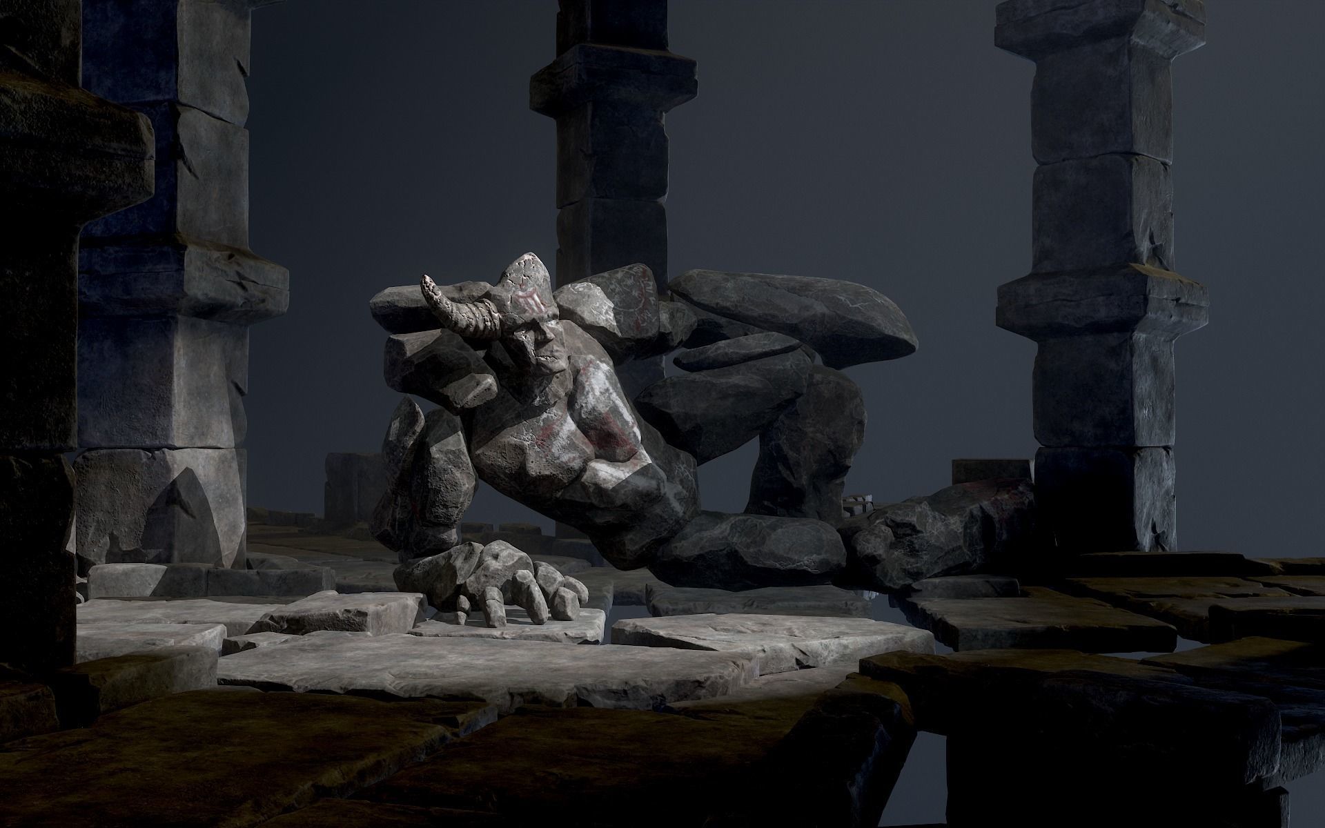 Elemental Golems Low-poly 3D model_6