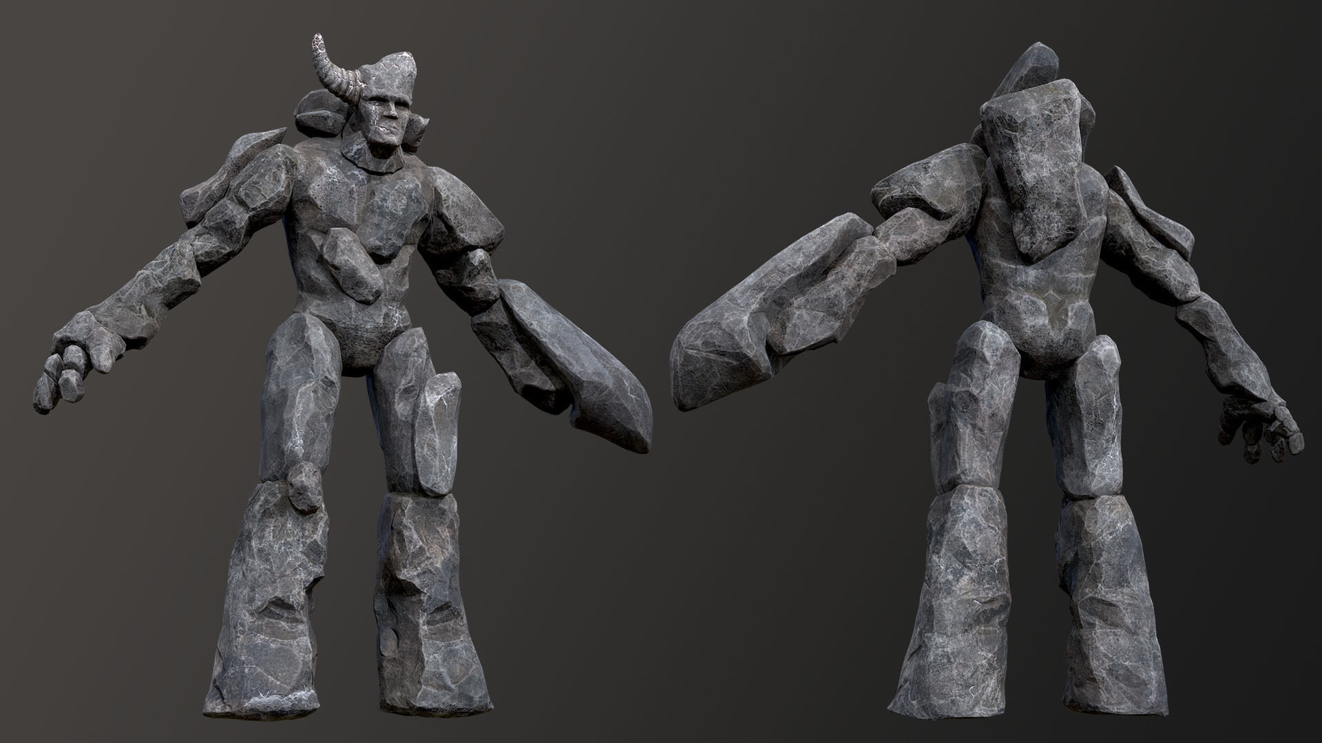Elemental Golems Low-poly 3D model_42