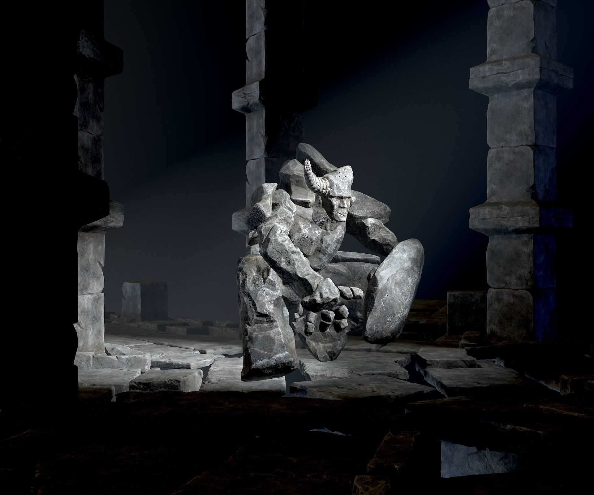 Elemental Golems Low-poly 3D model_28