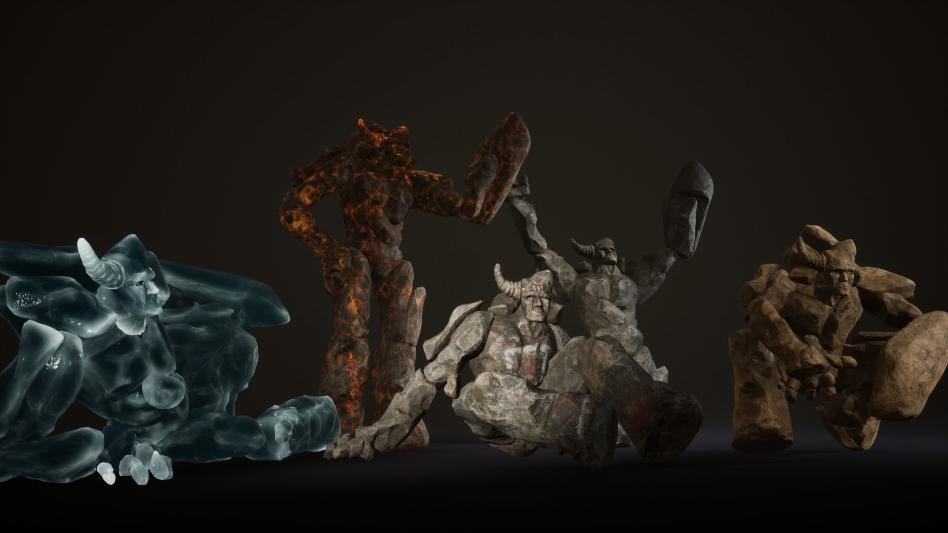 Elemental Golems Low-poly 3D model_15