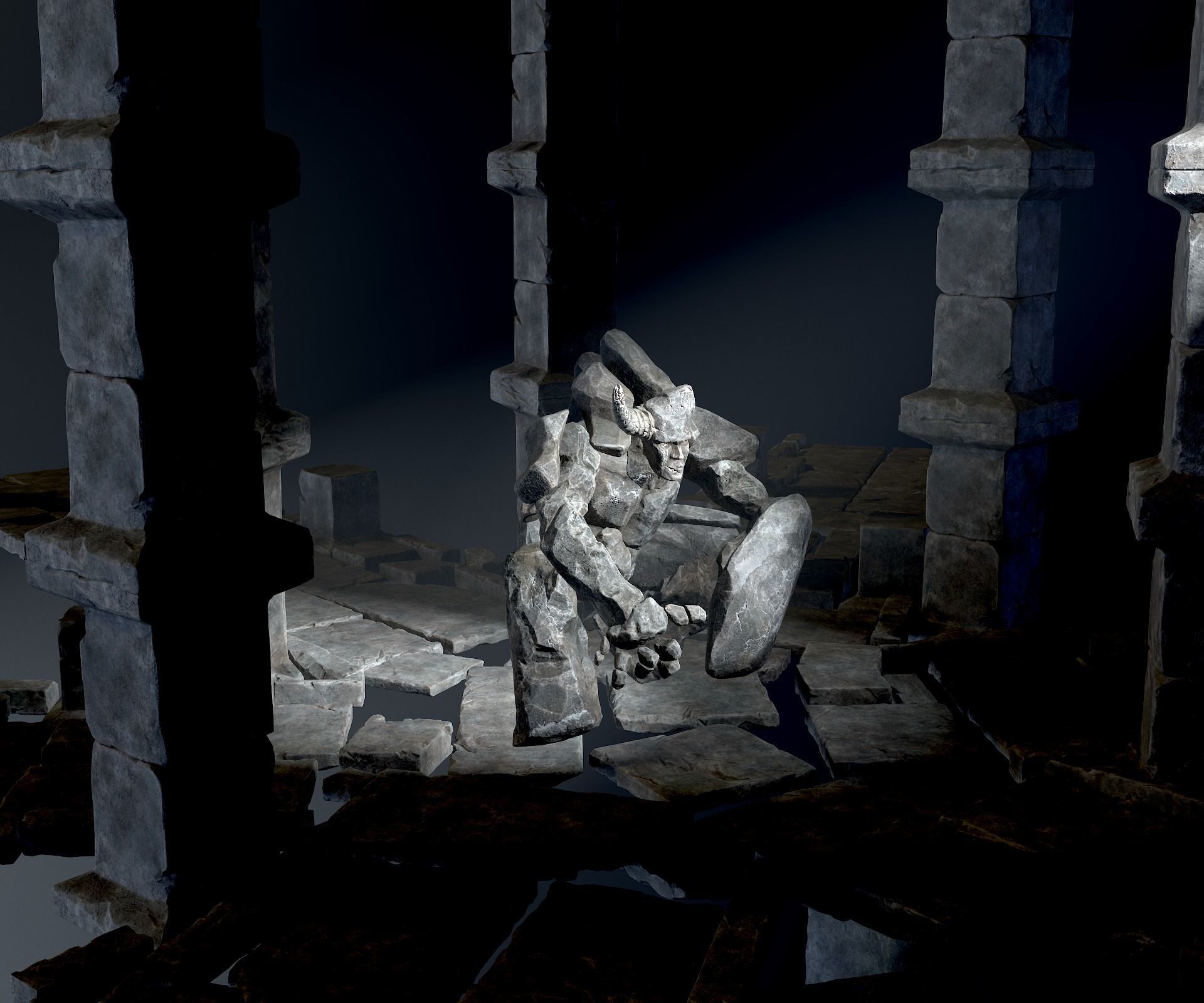 Elemental Golems Low-poly 3D model_25