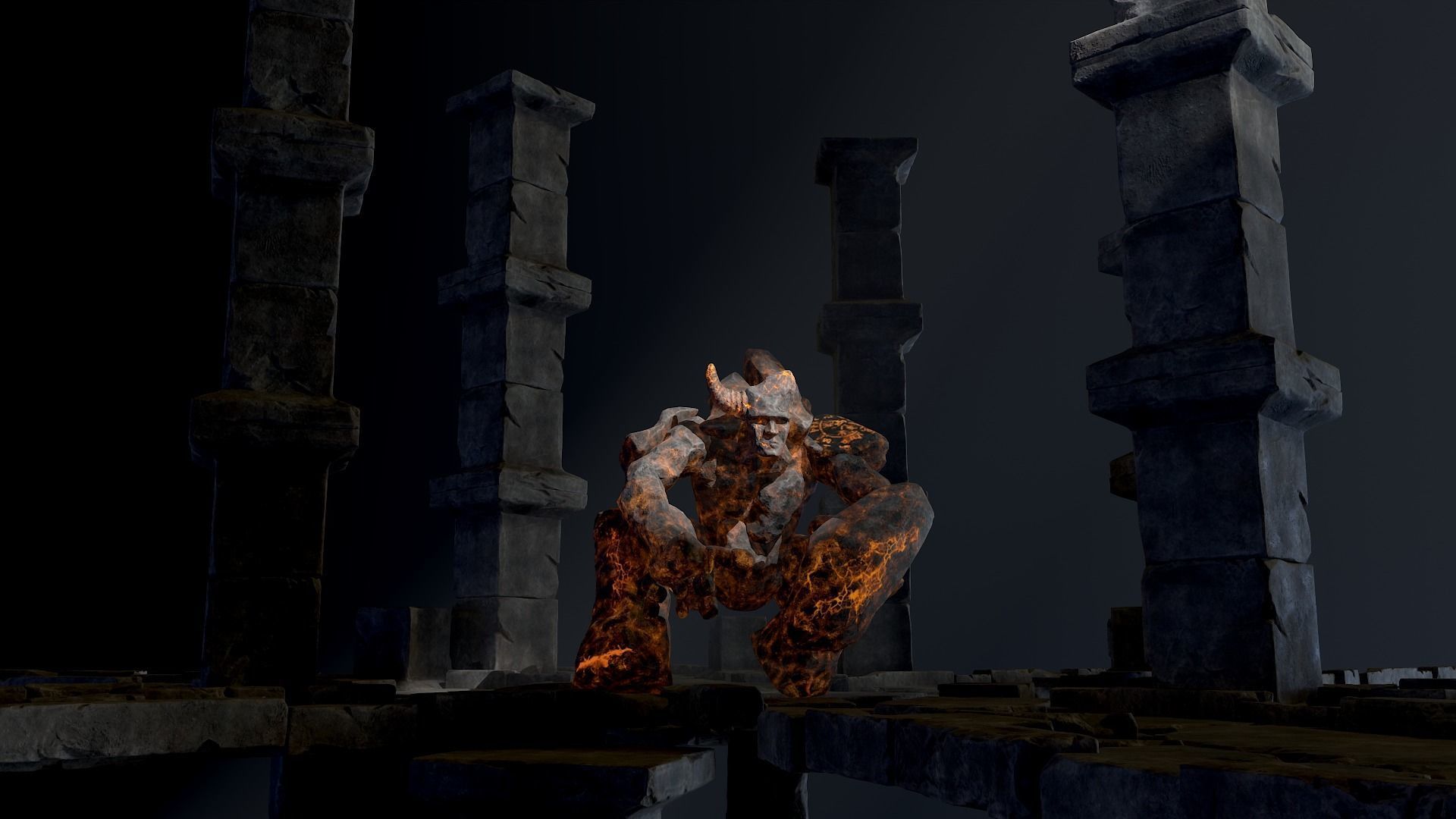 Elemental Golems Low-poly 3D model_11