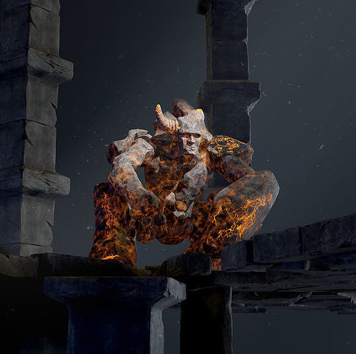 Elemental Golems Low-poly 3D model