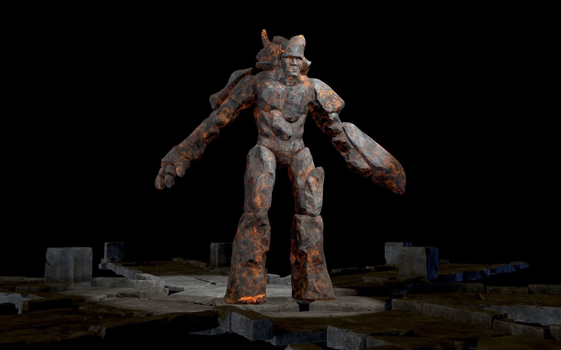 Elemental Golems Low-poly 3D model_33