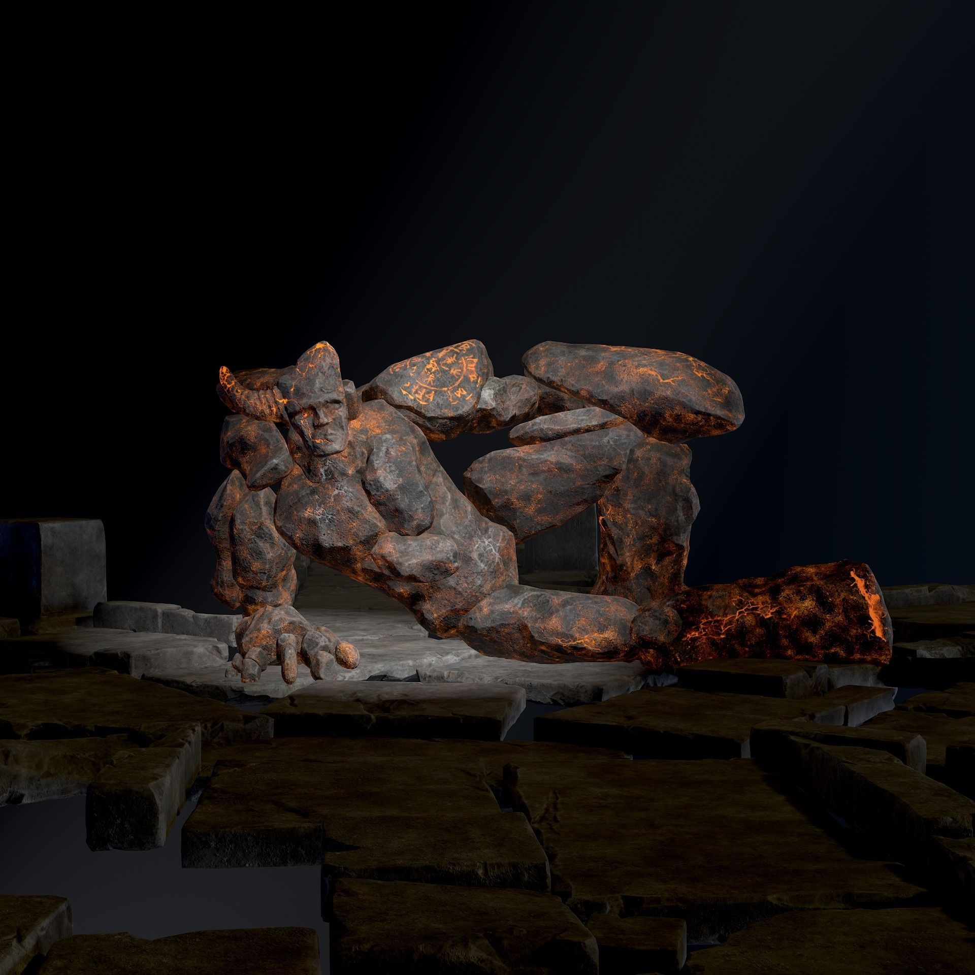 Elemental Golems Low-poly 3D model_13