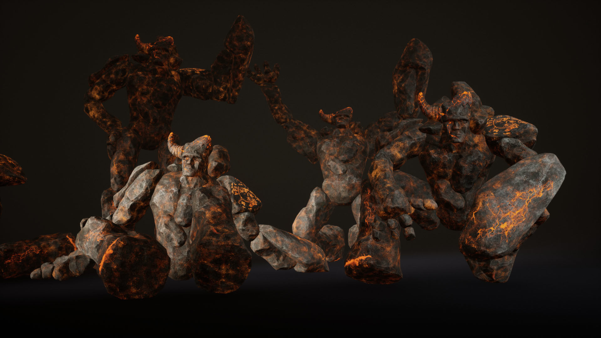 Elemental Golems Low-poly 3D model_9