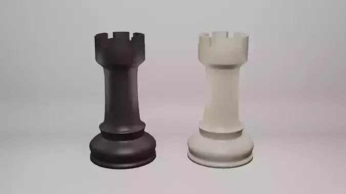 Black-White Low-poly Chess Rook