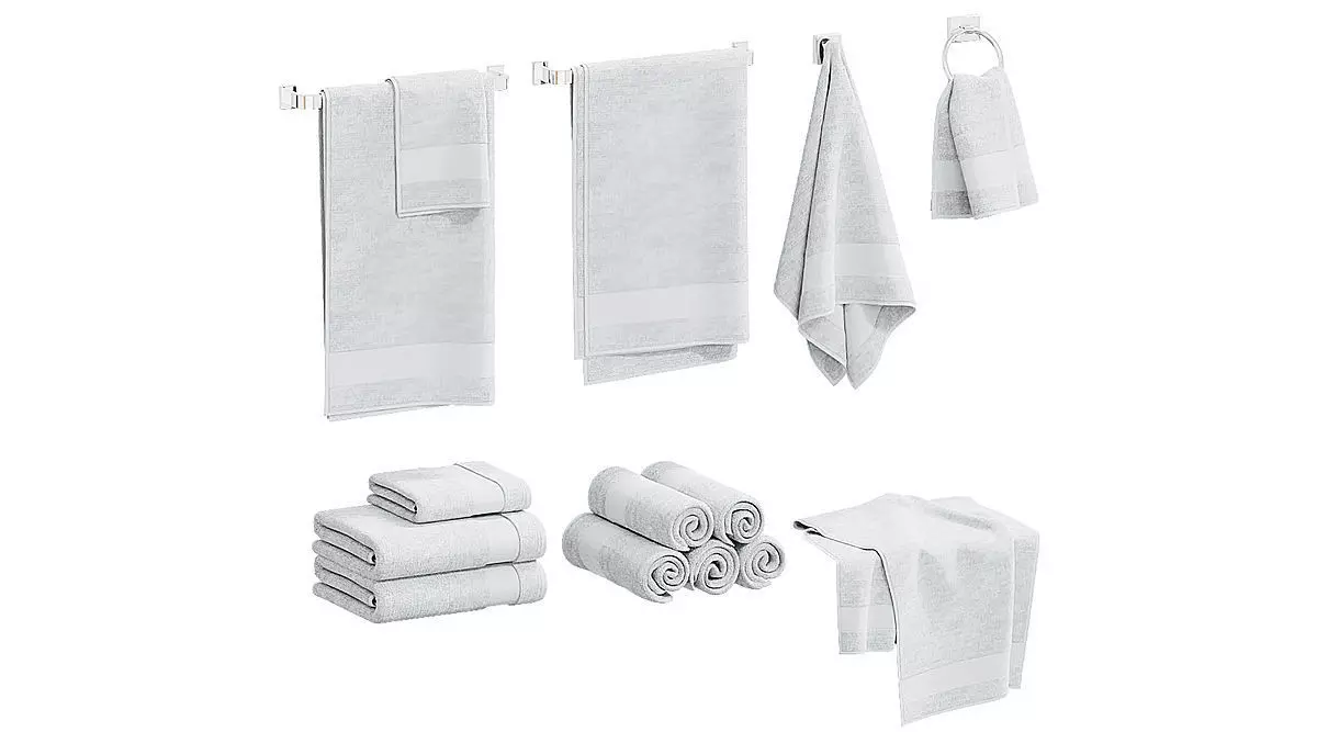 White Towels Set BLENDER 3D Model Cycles 3D model_0