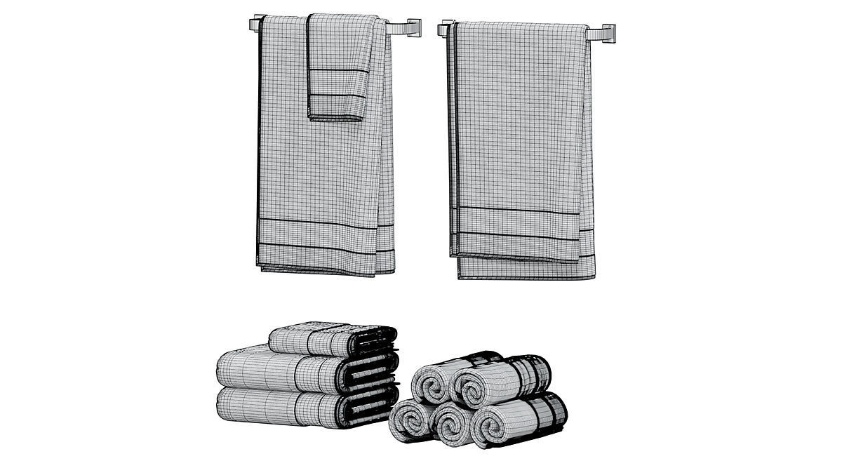 White Towels Set BLENDER 3D Model Cycles 3D model_1
