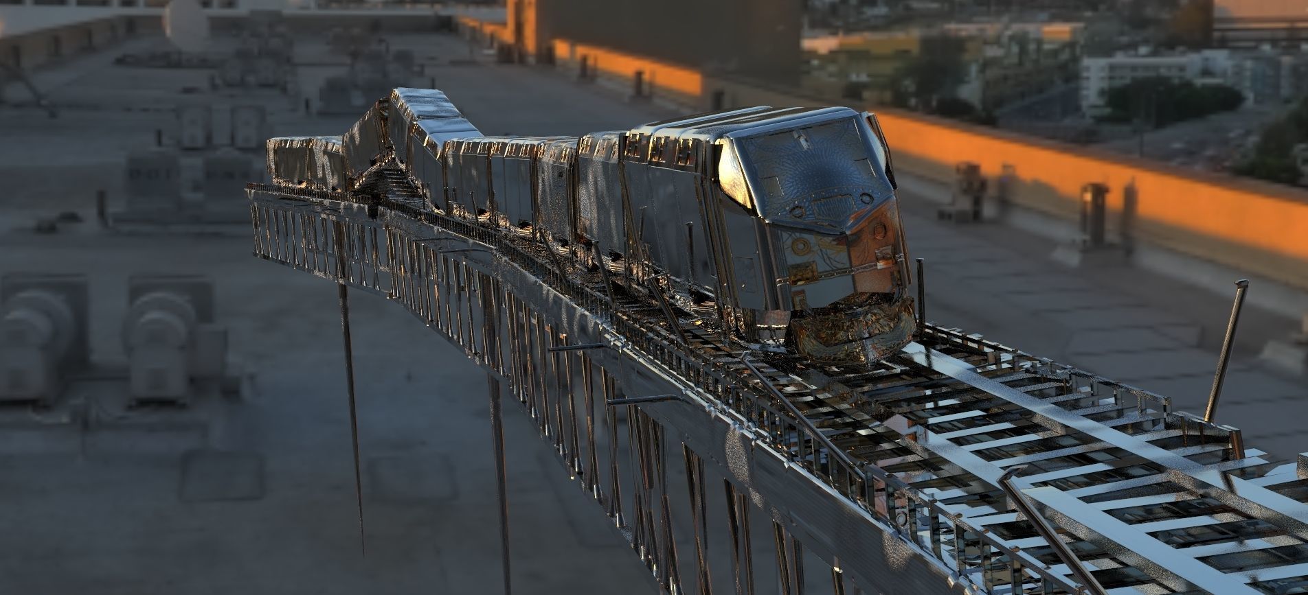 Train with railway 3D model_1