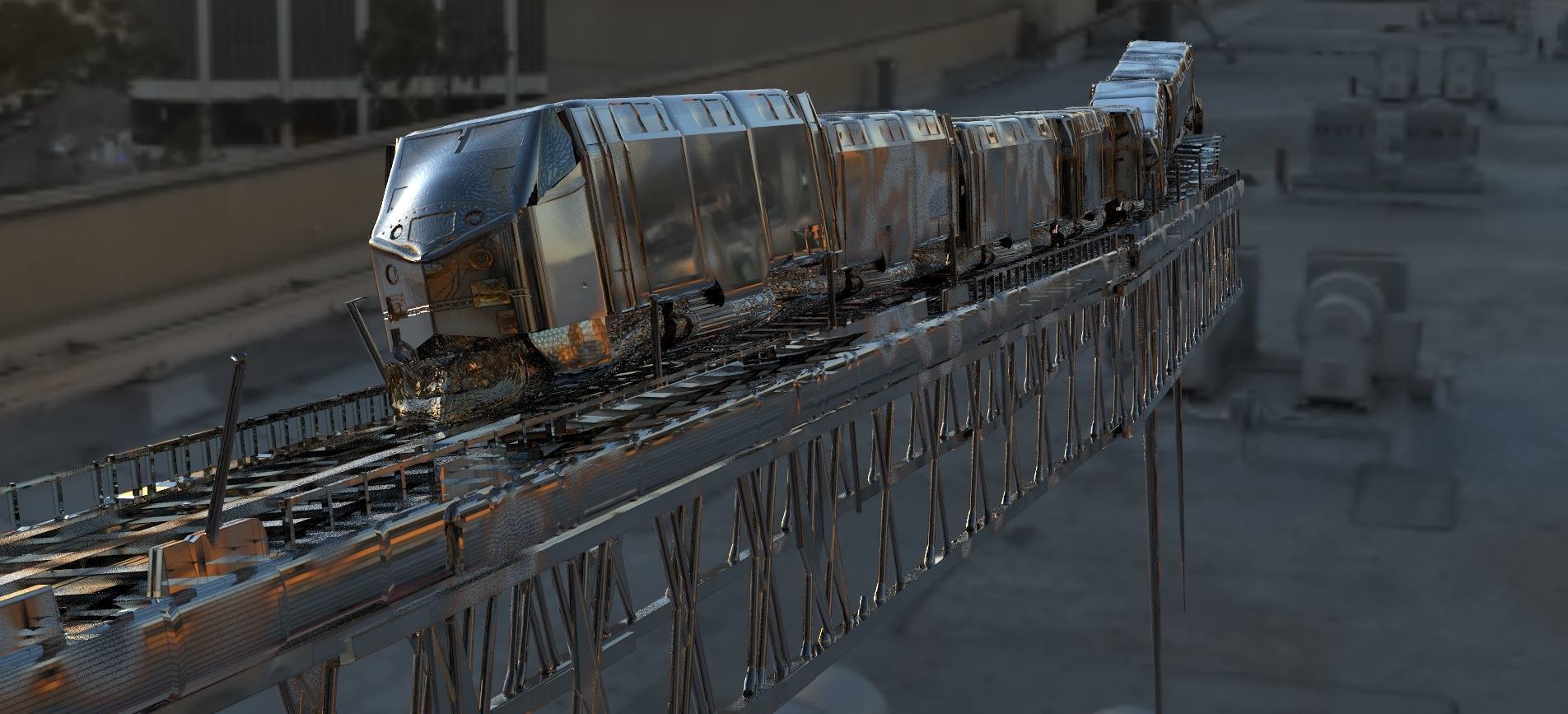 Train with railway 3D model_5