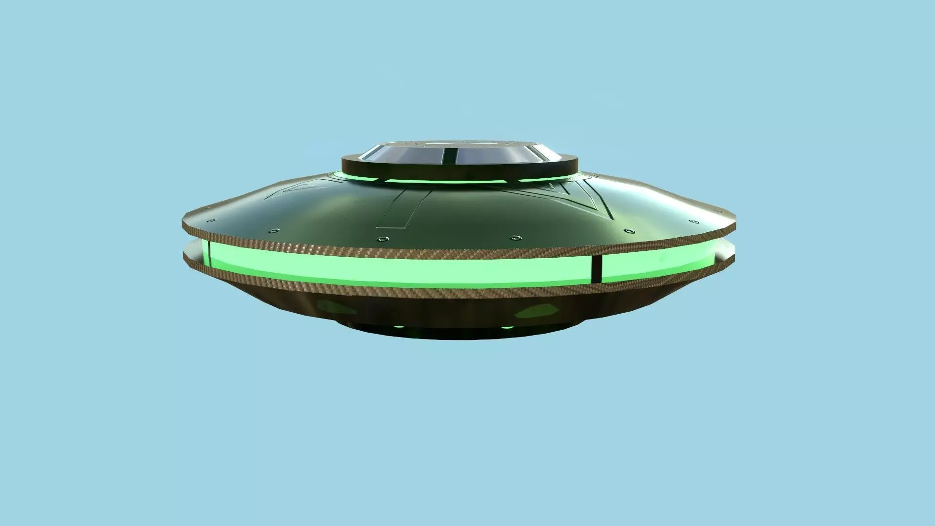 Spaceship UFO A1 - Green - Alien SciFi Vehicle Low-poly 3D model_0