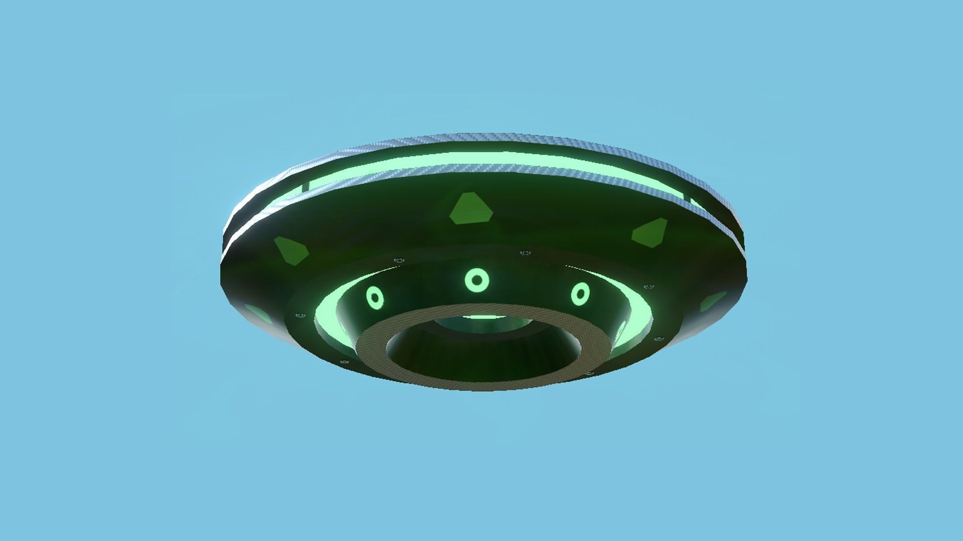 Spaceship UFO A1 - Green - Alien SciFi Vehicle Low-poly 3D model_4
