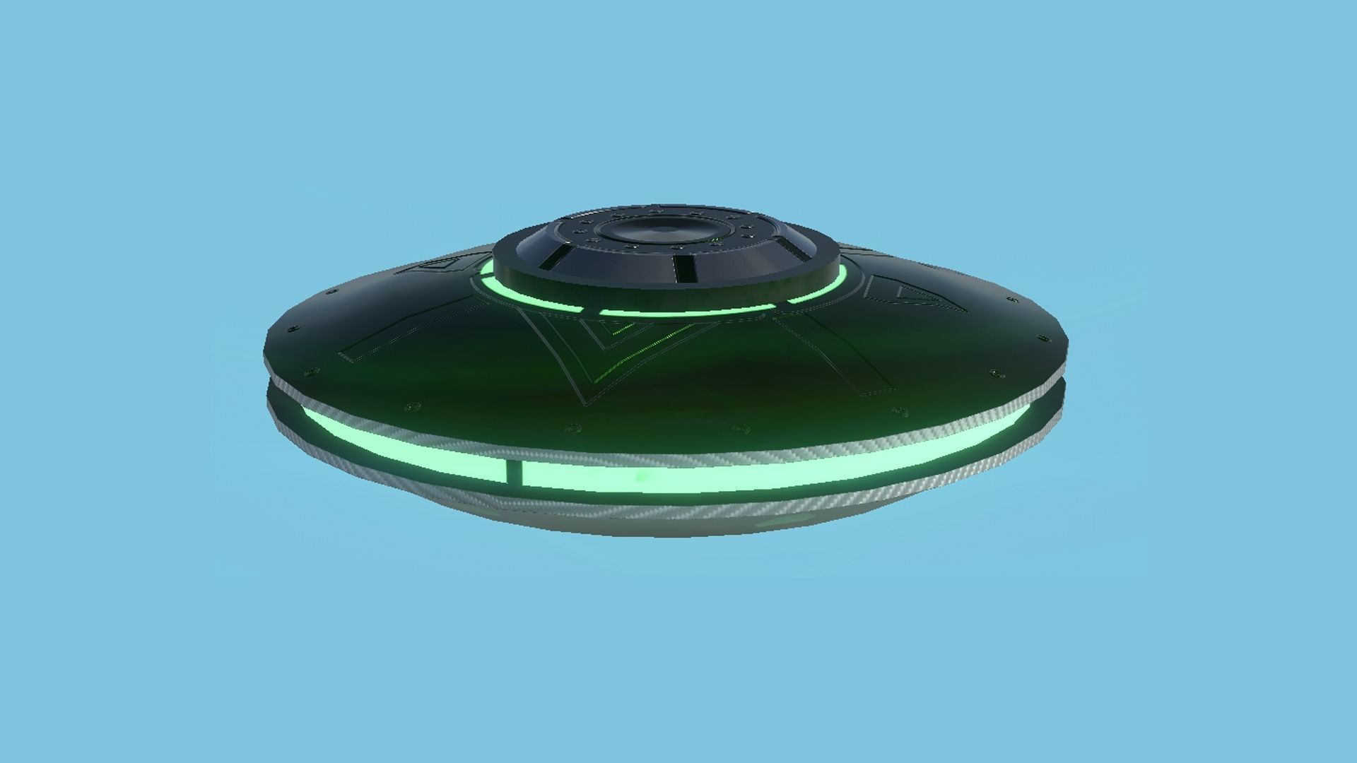 Spaceship UFO A1 - Green - Alien SciFi Vehicle Low-poly 3D model_6