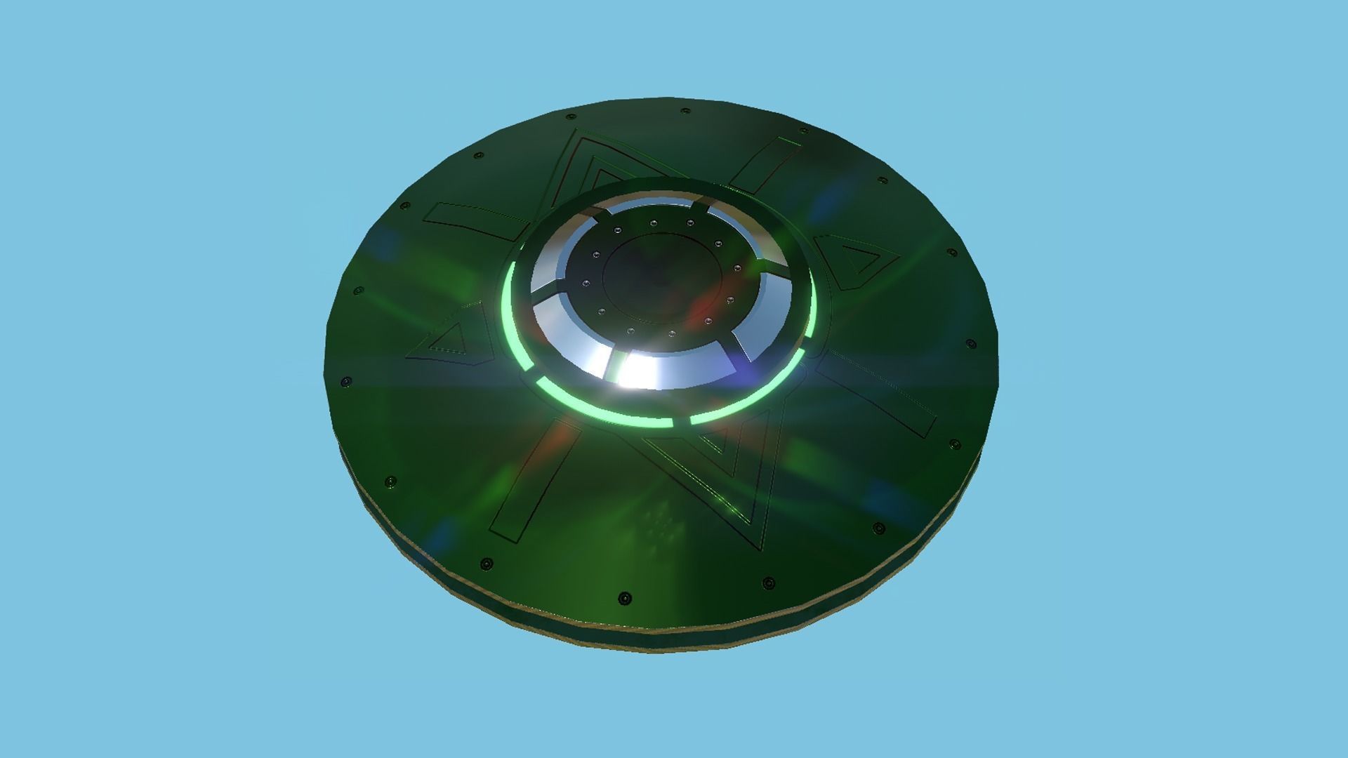 Spaceship UFO A1 - Green - Alien SciFi Vehicle Low-poly 3D model_2