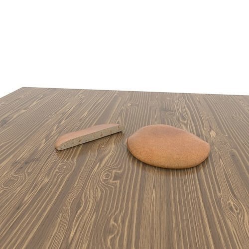 Bread stone on wooden table Free low-poly 3D model