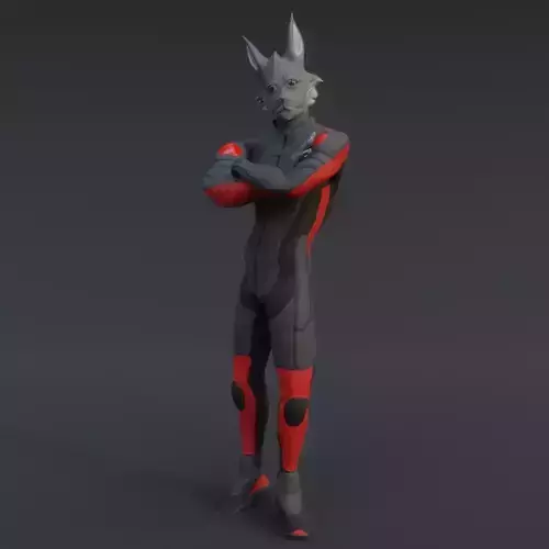 Humanoid Bunny With Racing Suit Low-poly 3D model