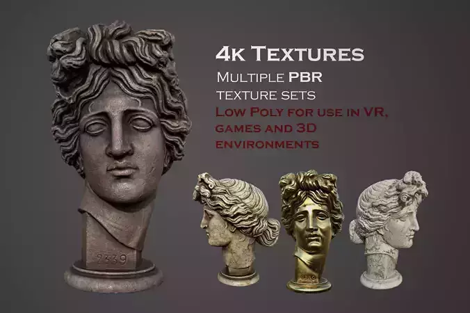 Bust of Apollo  Low-poly 3D model
