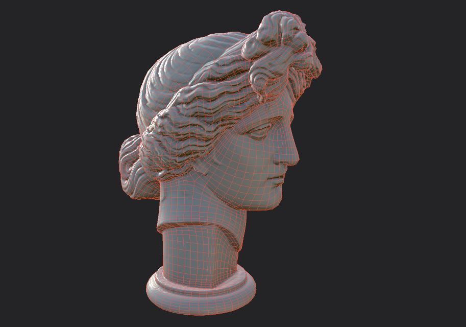 Bust of Apollo  Low-poly 3D model_36