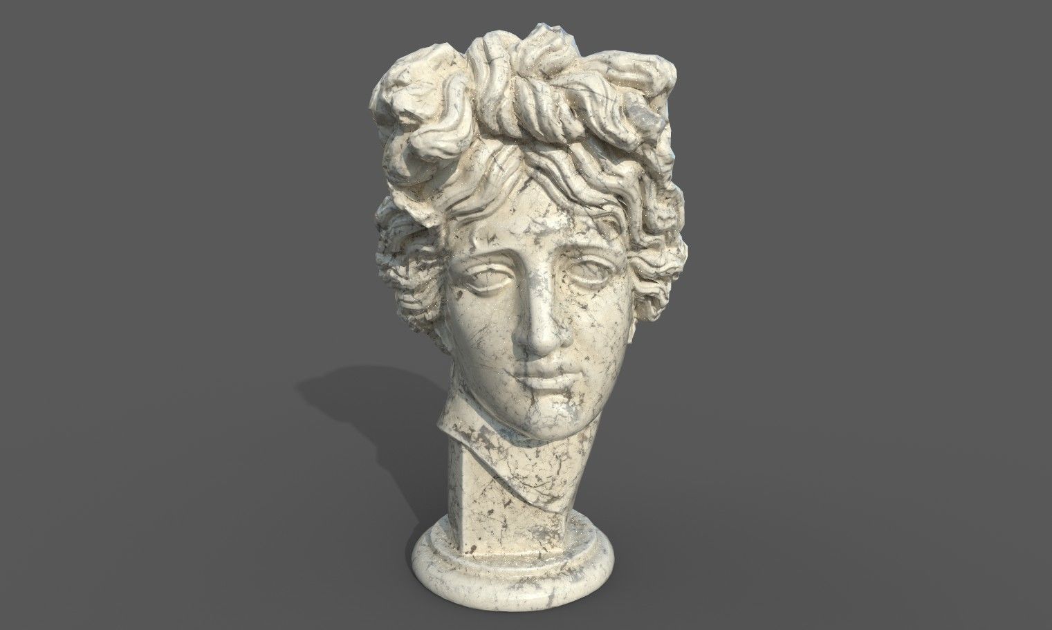 Bust of Apollo  Low-poly 3D model_22