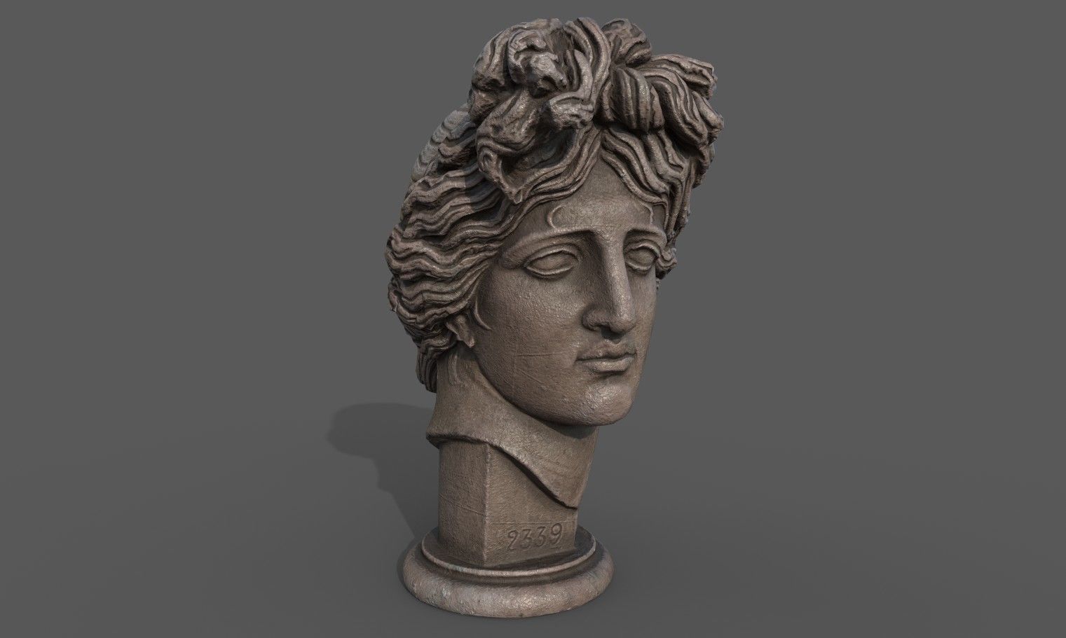 Bust of Apollo  Low-poly 3D model_3
