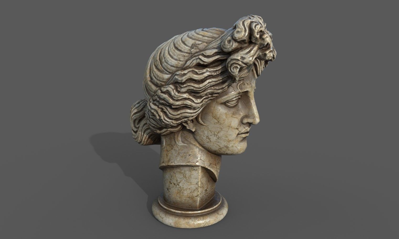 Bust of Apollo  Low-poly 3D model_14