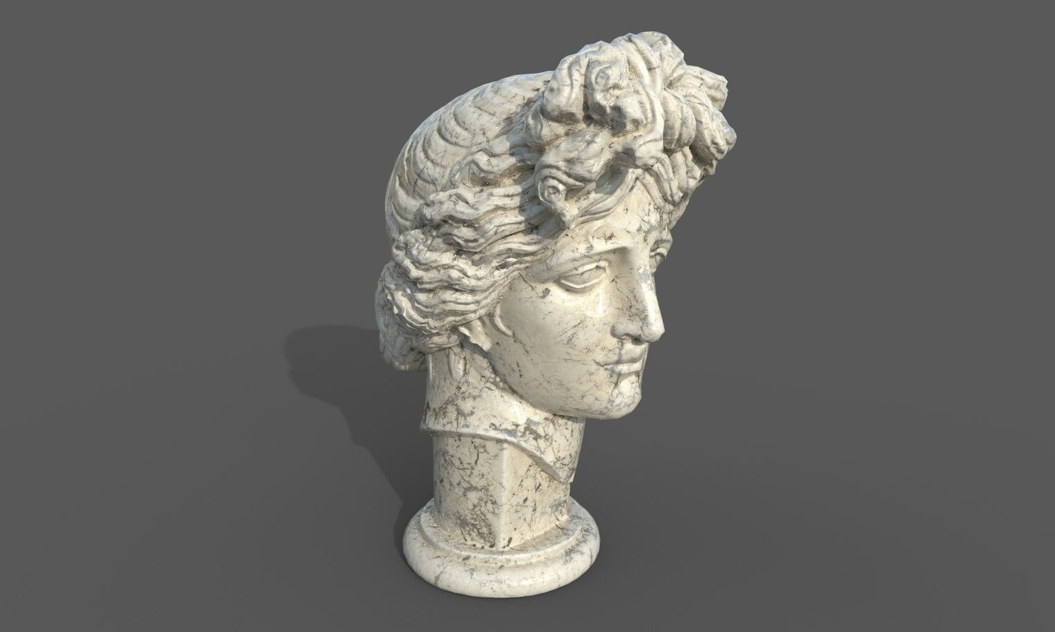 Bust of Apollo  Low-poly 3D model_23