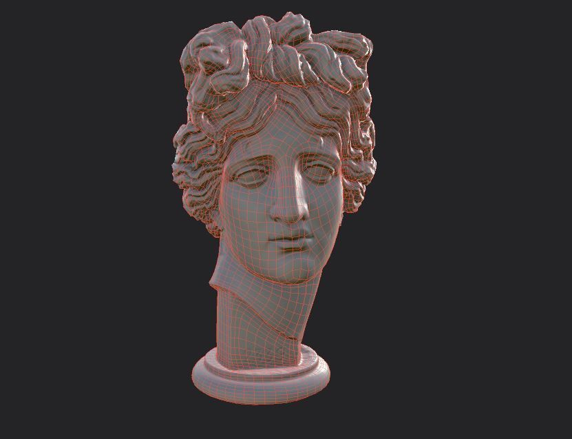 Bust of Apollo  Low-poly 3D model_37