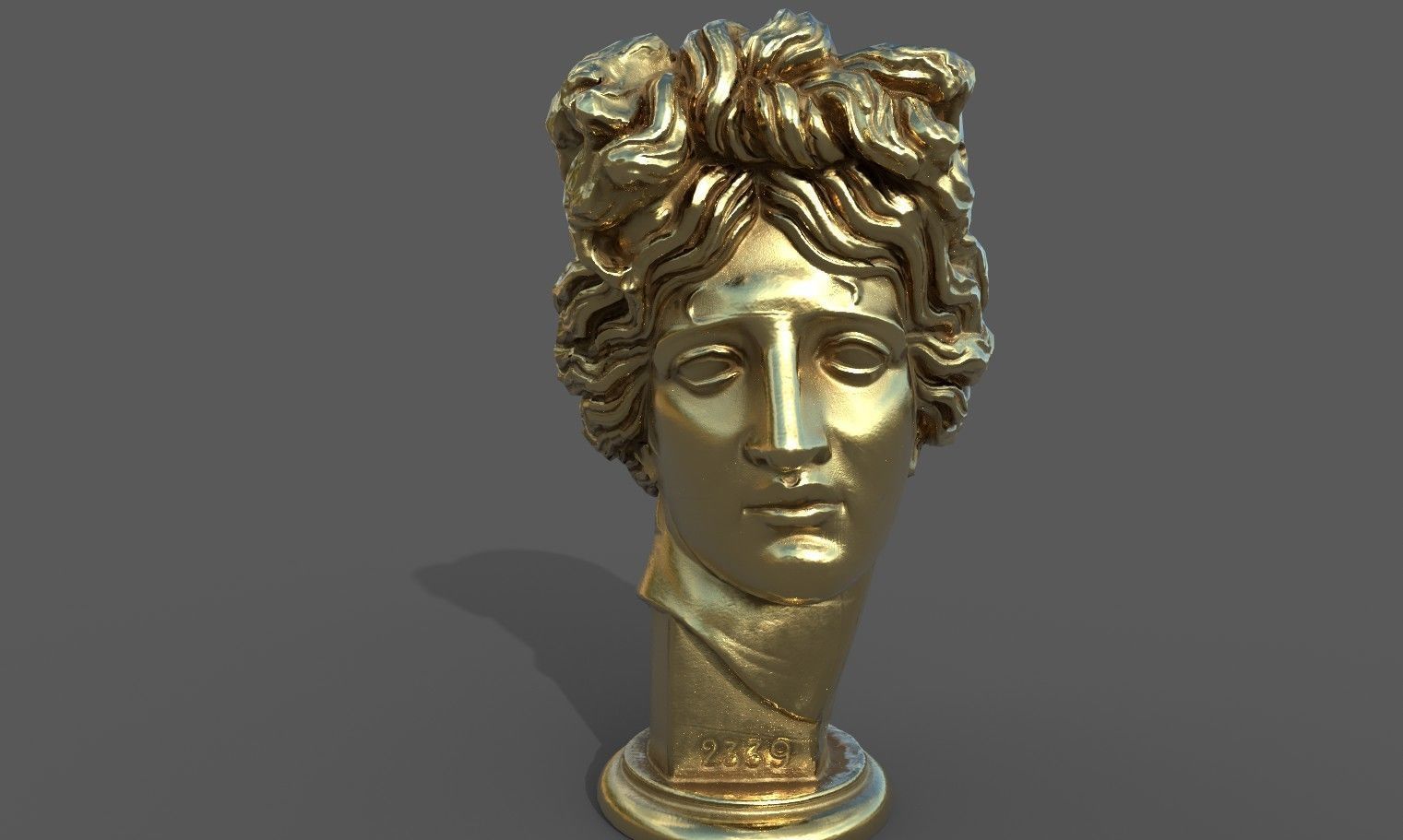 Bust of Apollo  Low-poly 3D model_28