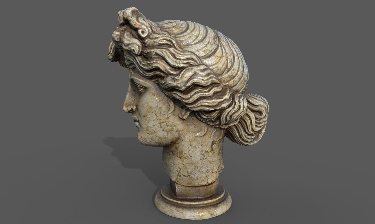 Bust of Apollo  Low-poly 3D model_19