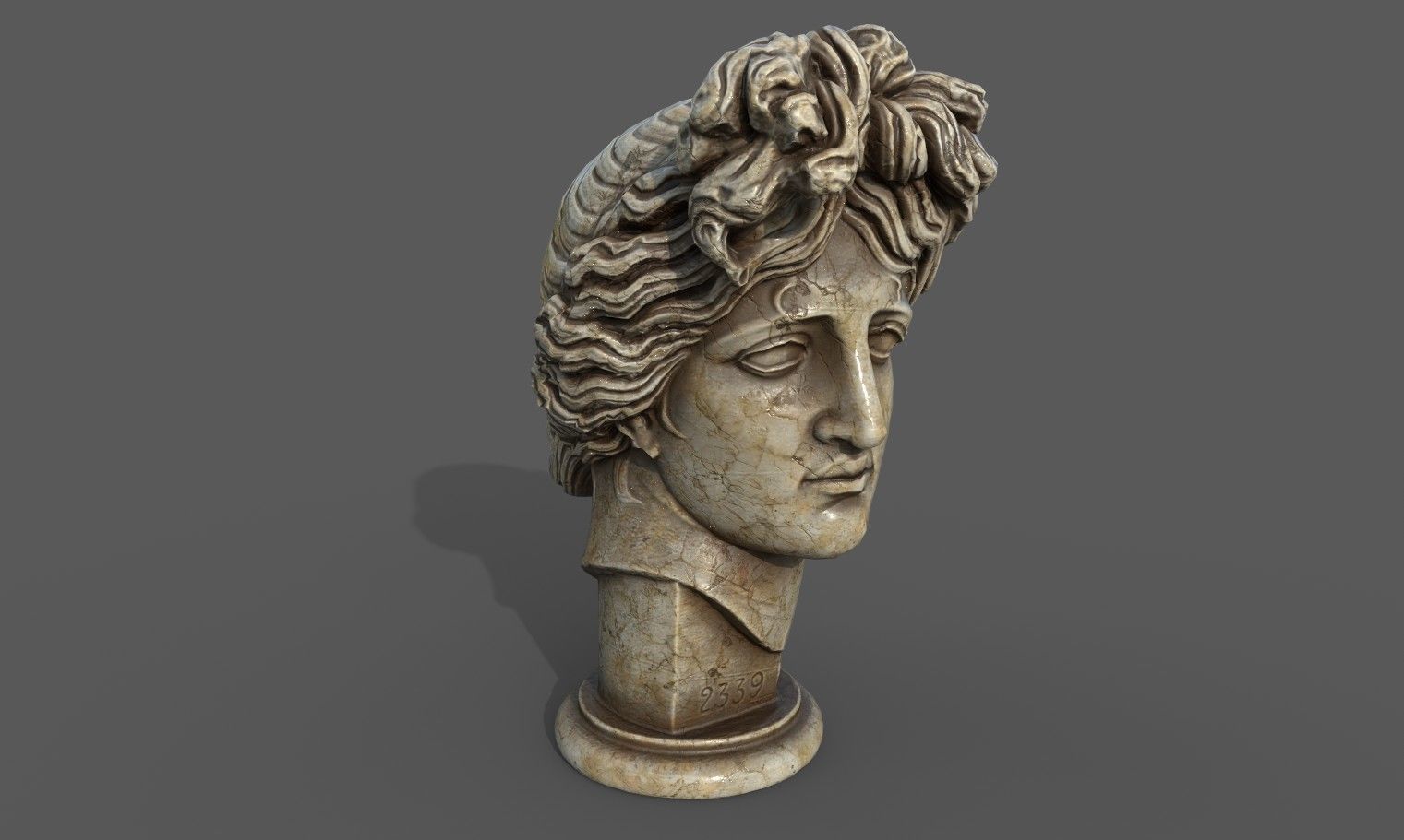 Bust of Apollo  Low-poly 3D model_13