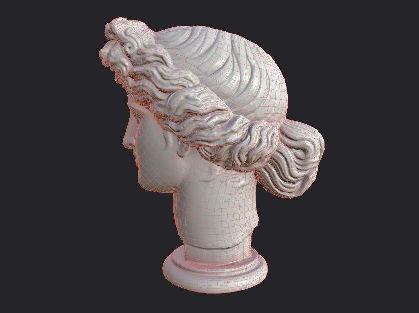 Bust of Apollo  Low-poly 3D model_38