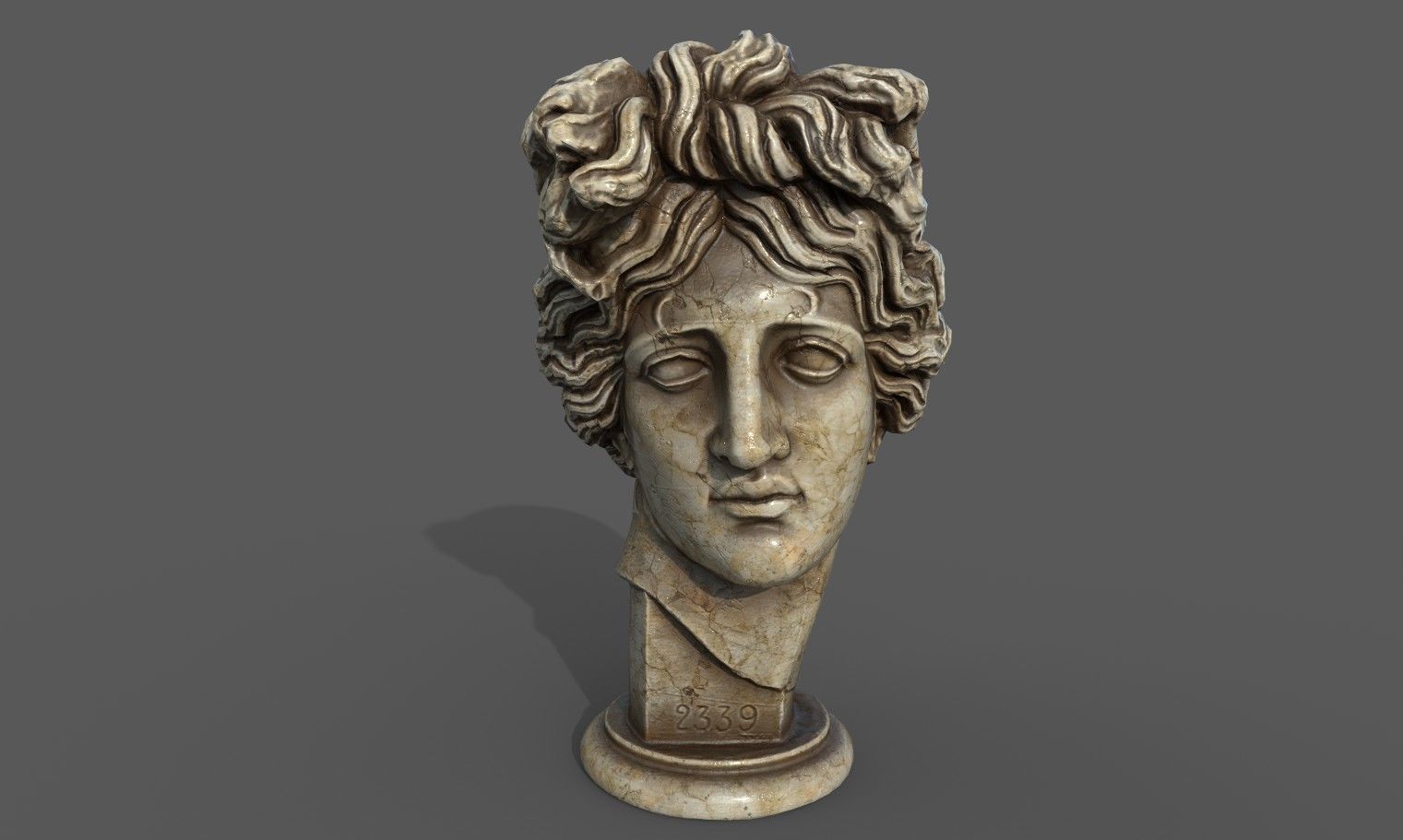 Bust of Apollo  Low-poly 3D model_12