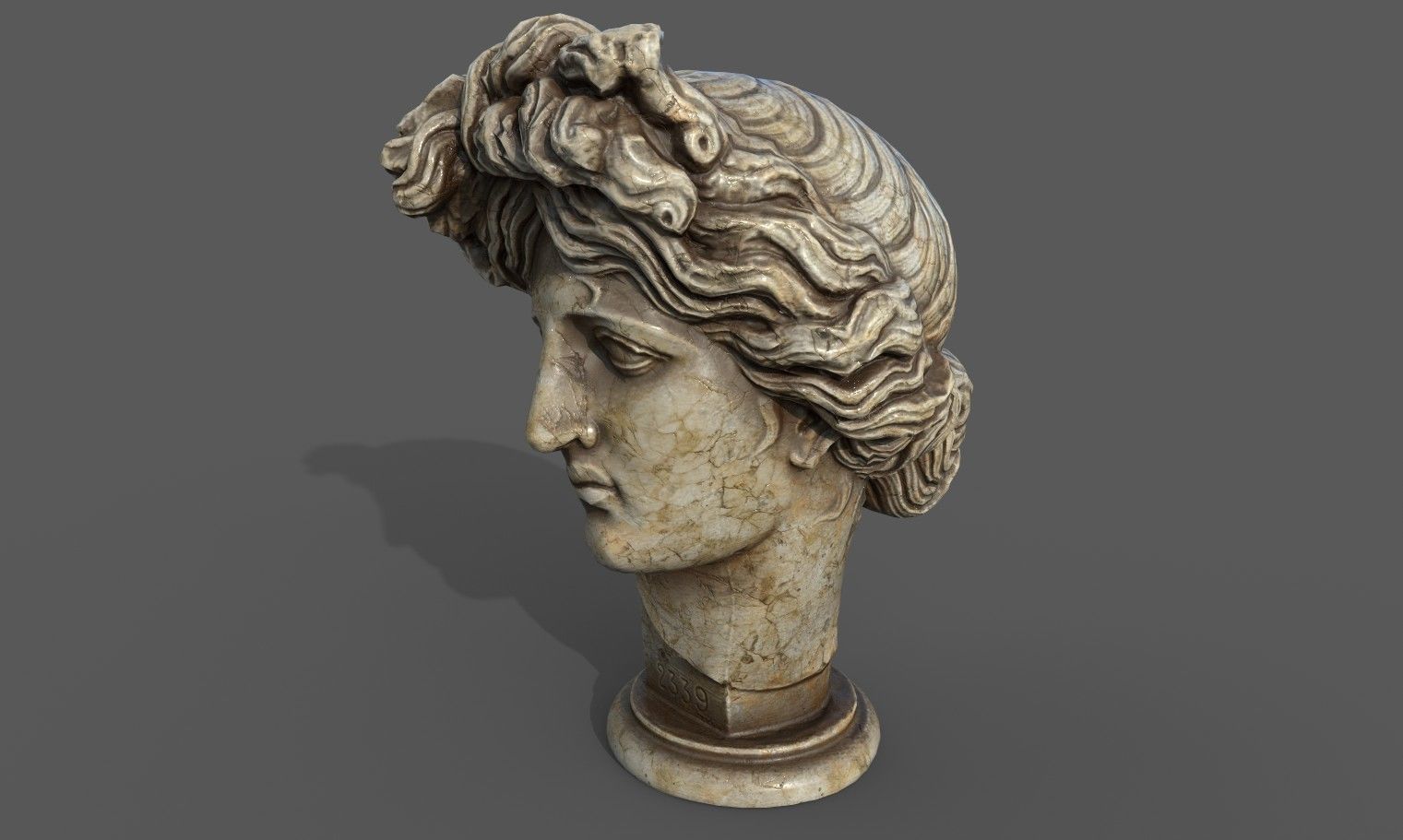 Bust of Apollo  Low-poly 3D model_11