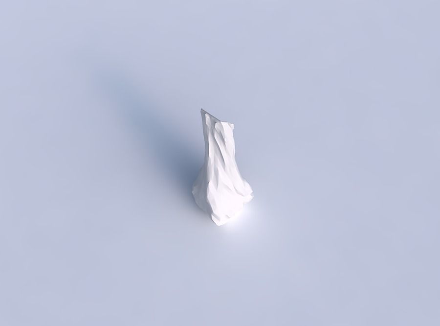 Vase twisted top bent rectangle 2 with low-polygon bulges 3D print model_1