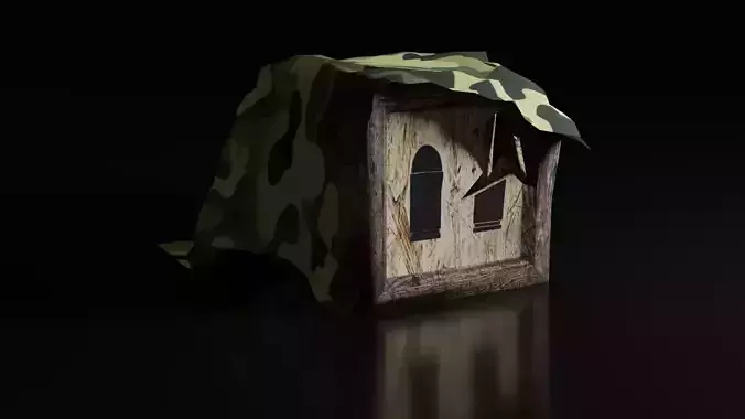 Broken wooden military box game ready PBR low poly