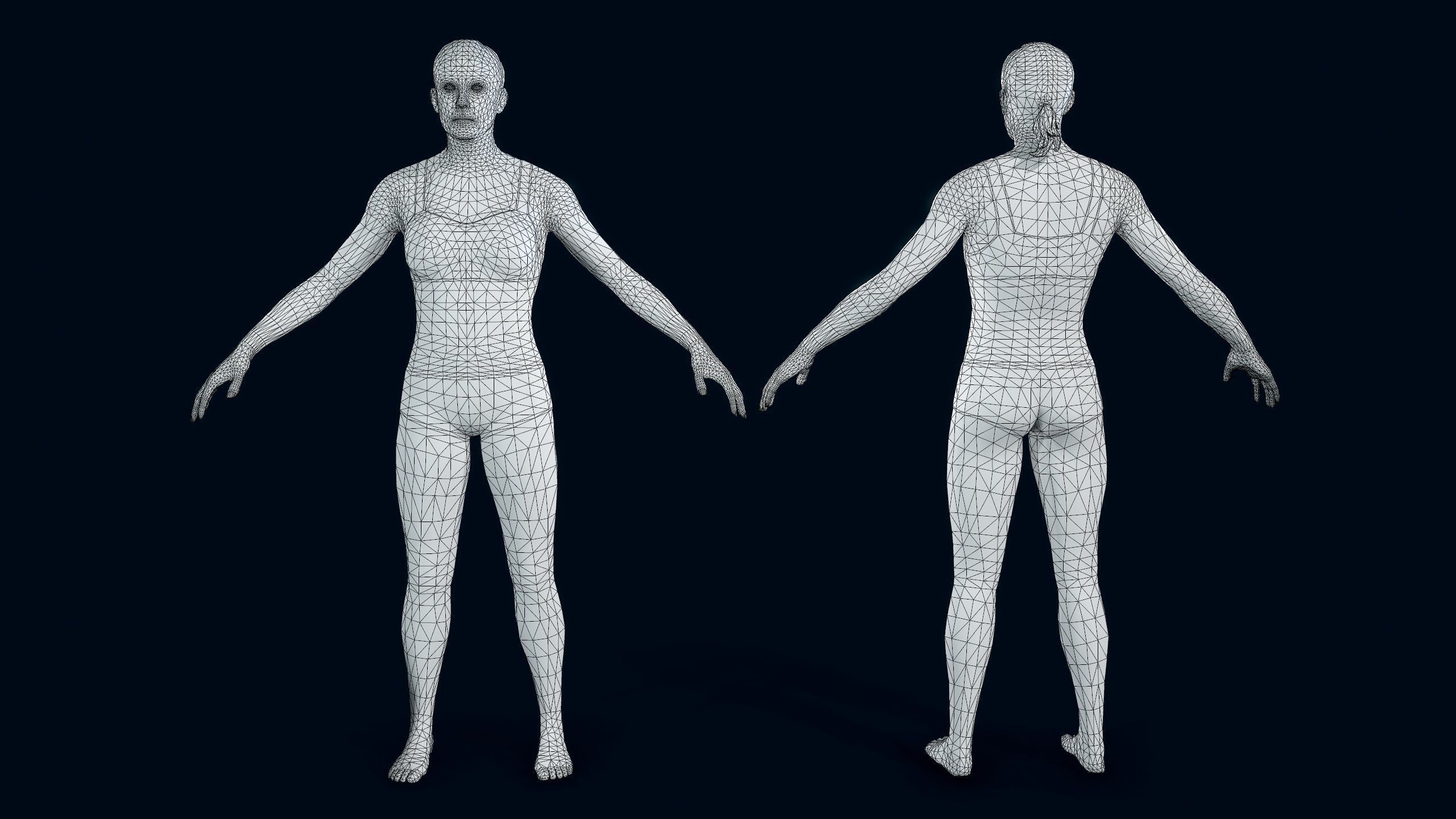 Female Basemesh Low-poly 3D model_3