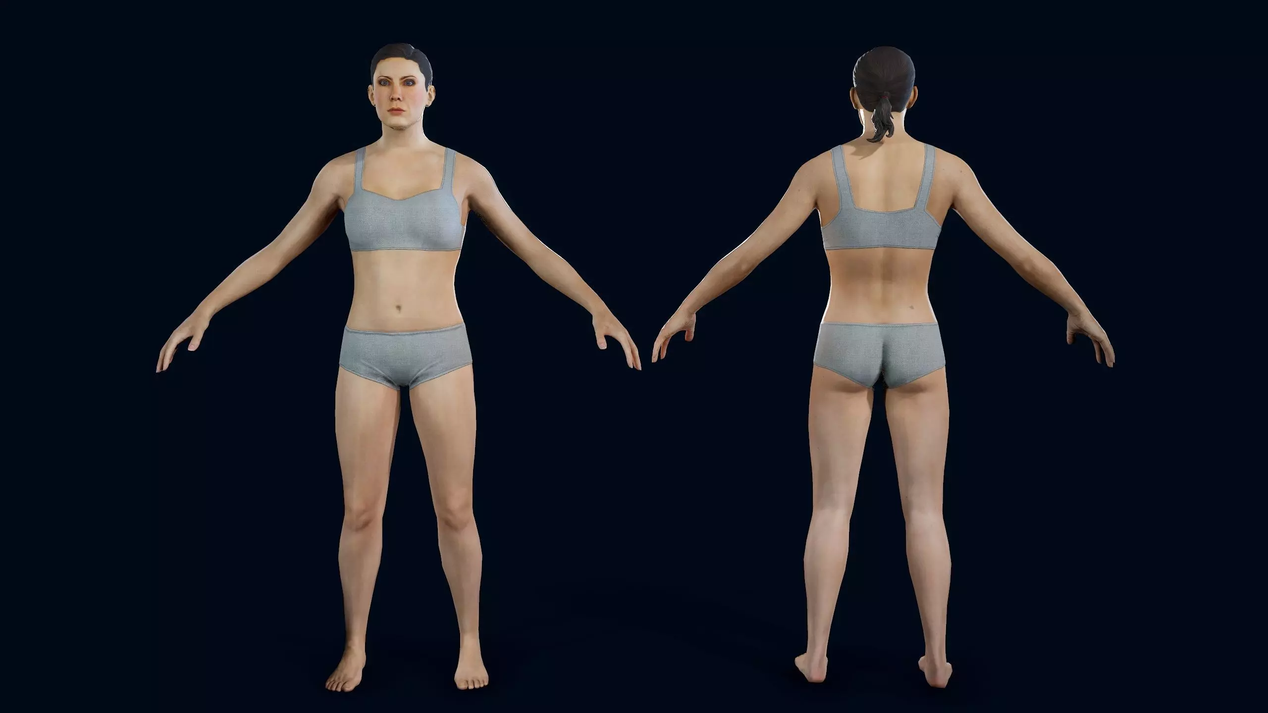 Female Basemesh Low-poly 3D model_0