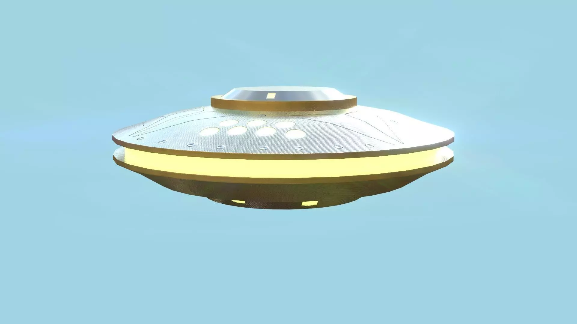Spaceship UFO A2 - Silver - Alien SciFi Vehicle Low-poly 3D model_0