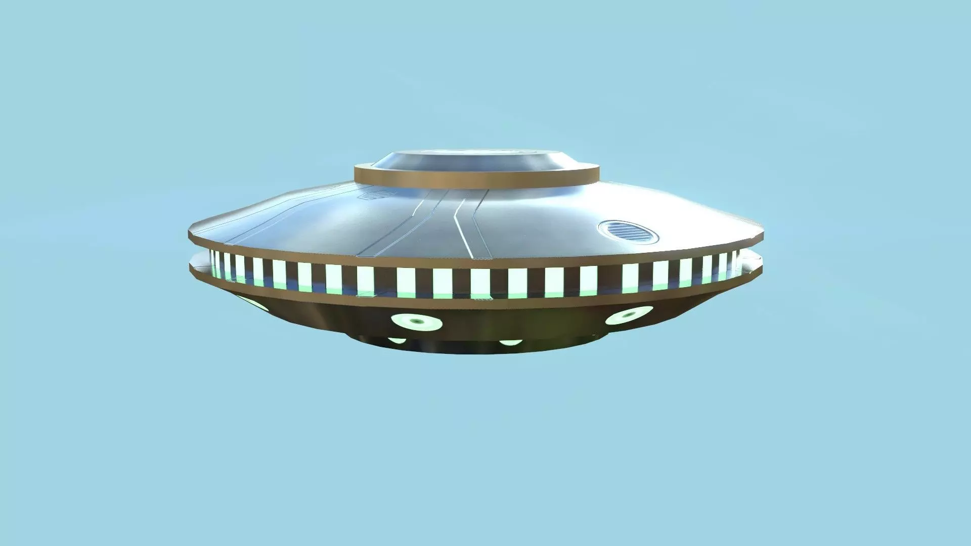 Spaceship UFO A3 - Chrome - Alien SciFi Vehicle Low-poly 3D model_0