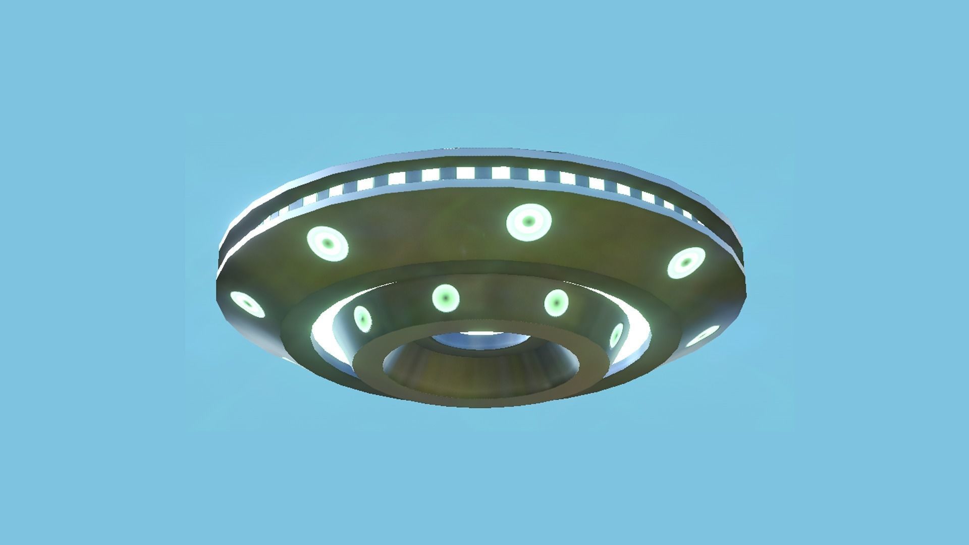 Spaceship UFO A3 - Chrome - Alien SciFi Vehicle Low-poly 3D model_5