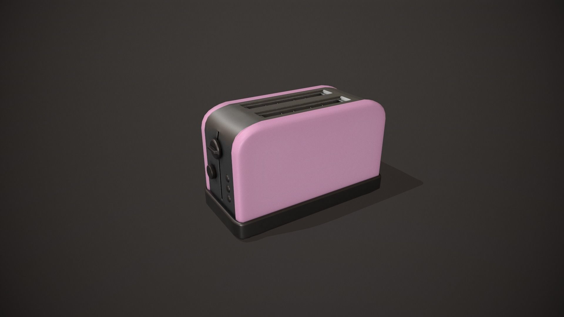 Pink Toaster - 2 Slots Low-poly 3D model_11