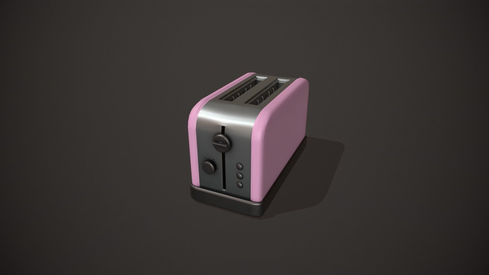 Pink Toaster - 2 Slots Low-poly 3D model_12