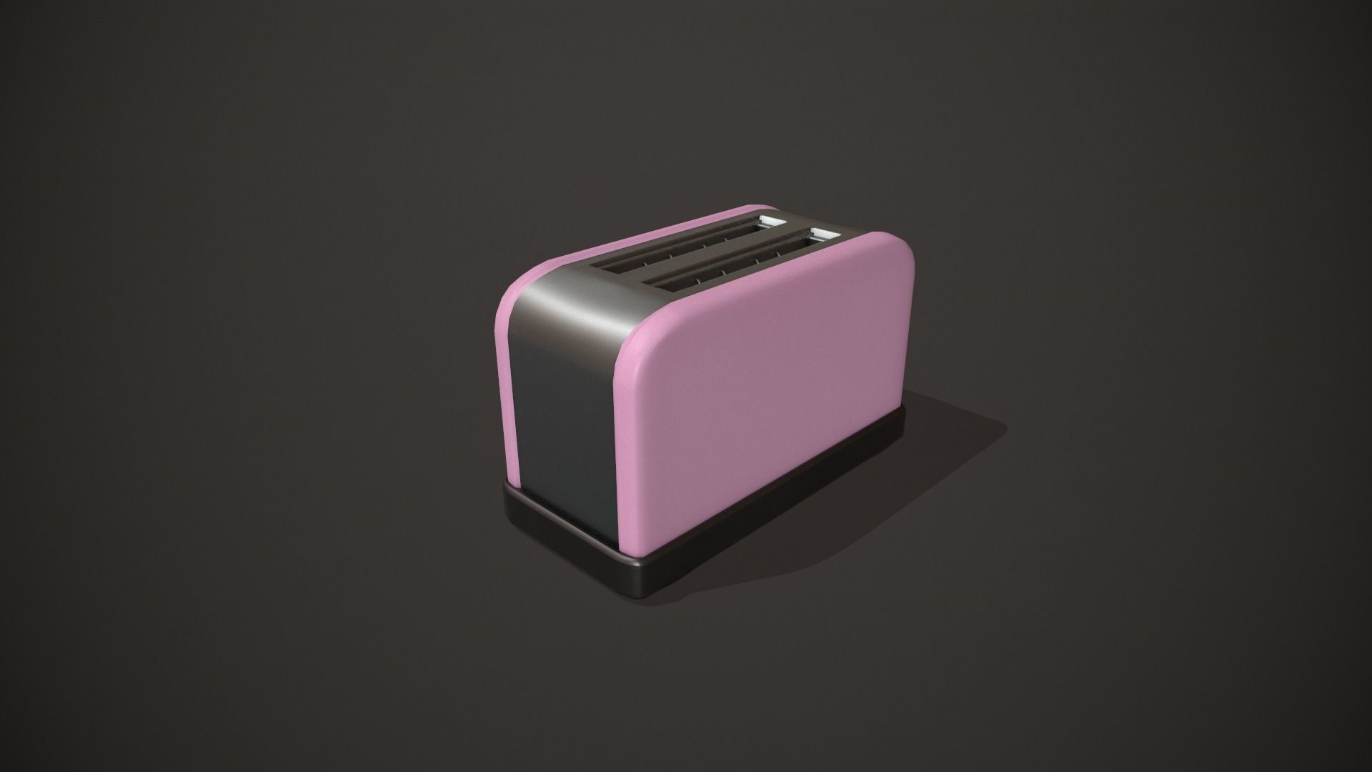 Pink Toaster - 2 Slots Low-poly 3D model_6