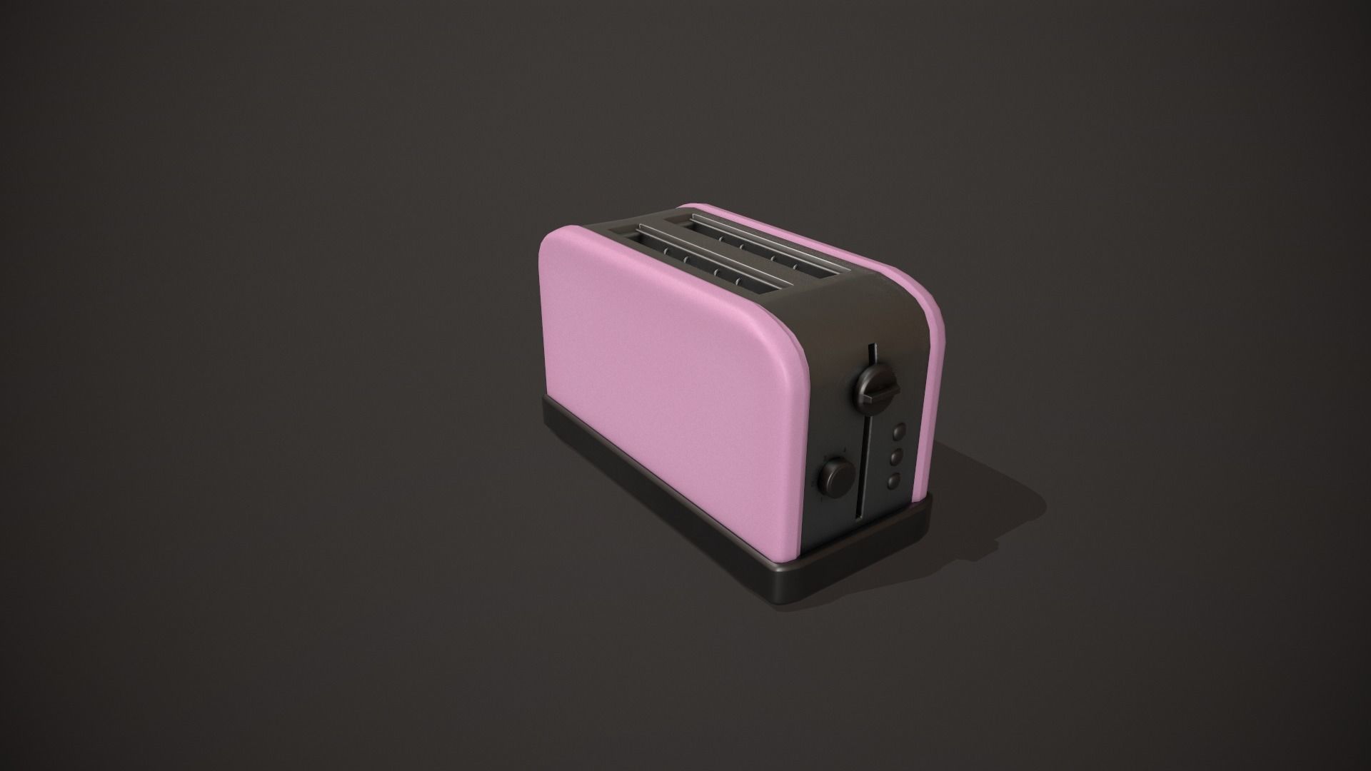 Pink Toaster - 2 Slots Low-poly 3D model_3