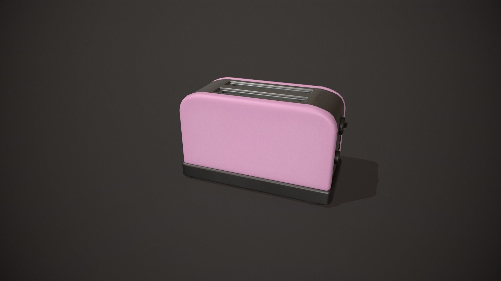 Pink Toaster - 2 Slots Low-poly 3D model_4